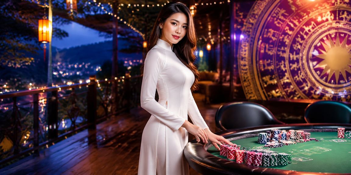 Người chơi mặc áo dài tại Đà Lạt tham gia game bài và slot trực tuyến trên thiết bị di động